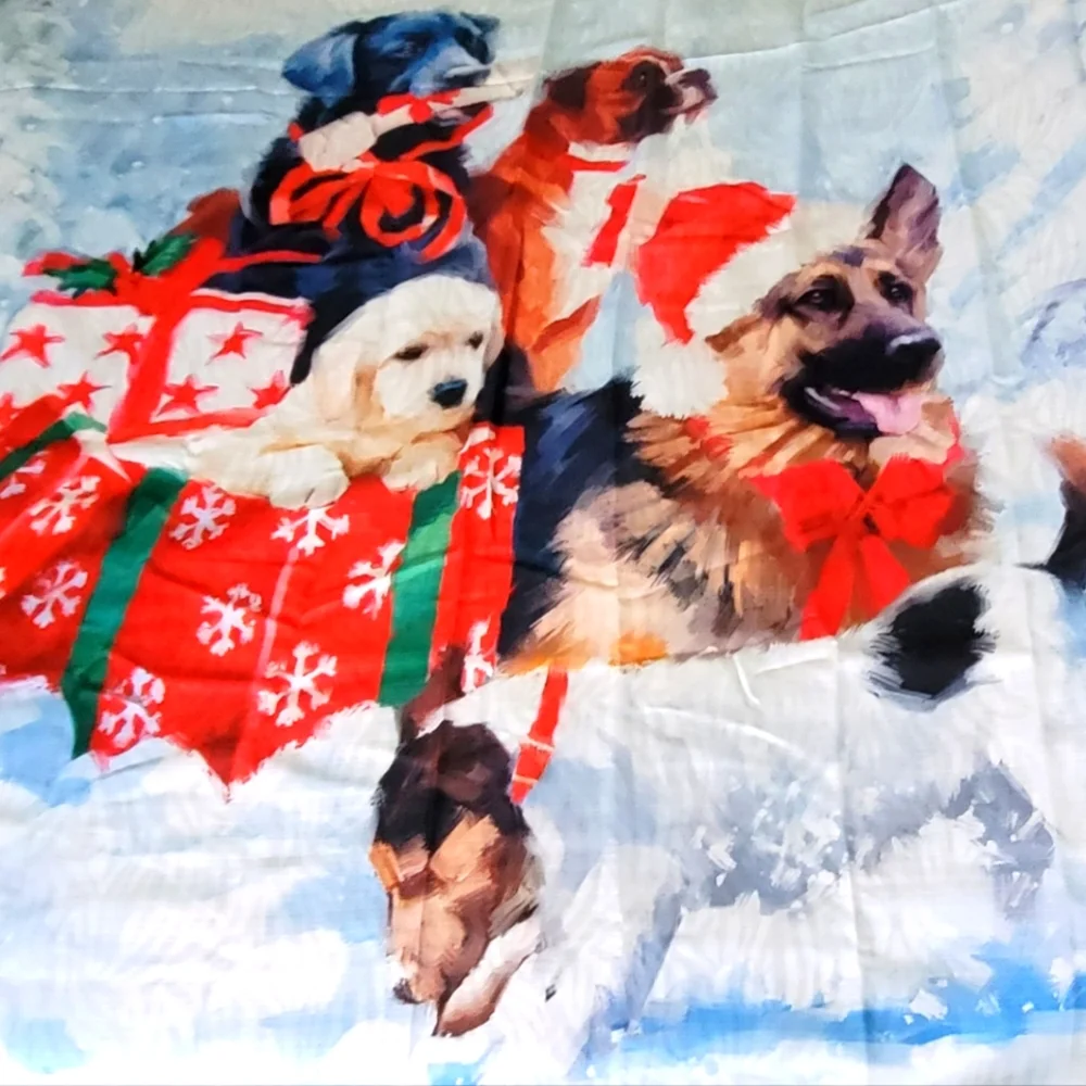 NIB The Macneil Studio Fabric Christmas Dog Shower Curtain